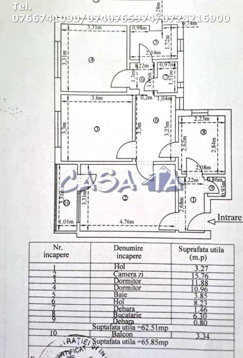 Apartament 3 Camere, Etaj 4, Strada Aleea Teilor - Zona 9 Mai