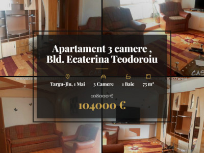 Apartament 3 camere , Bld. Ecaterina Teodoroiu, Targu jiu