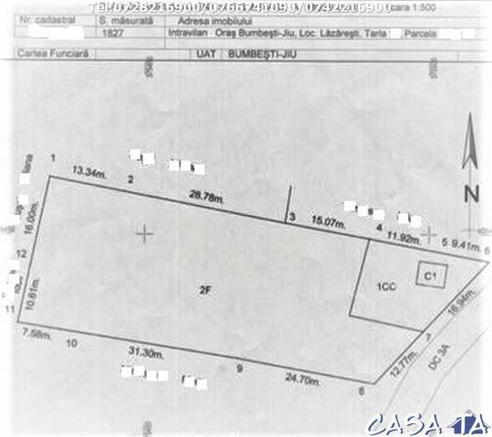 Teren Intravilan (1830 mp),situat în Bumbesti-Jiu, Loc Lazaresti