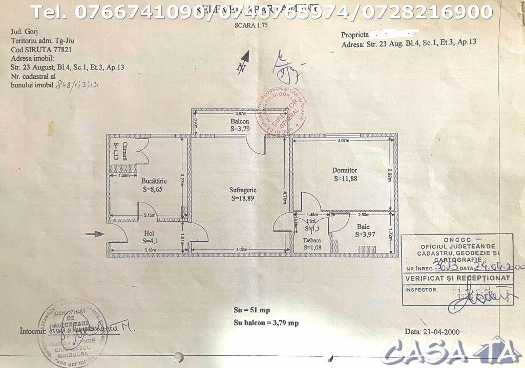 Apartament 2 Camere, Etaj 3, Strada 9 Mai